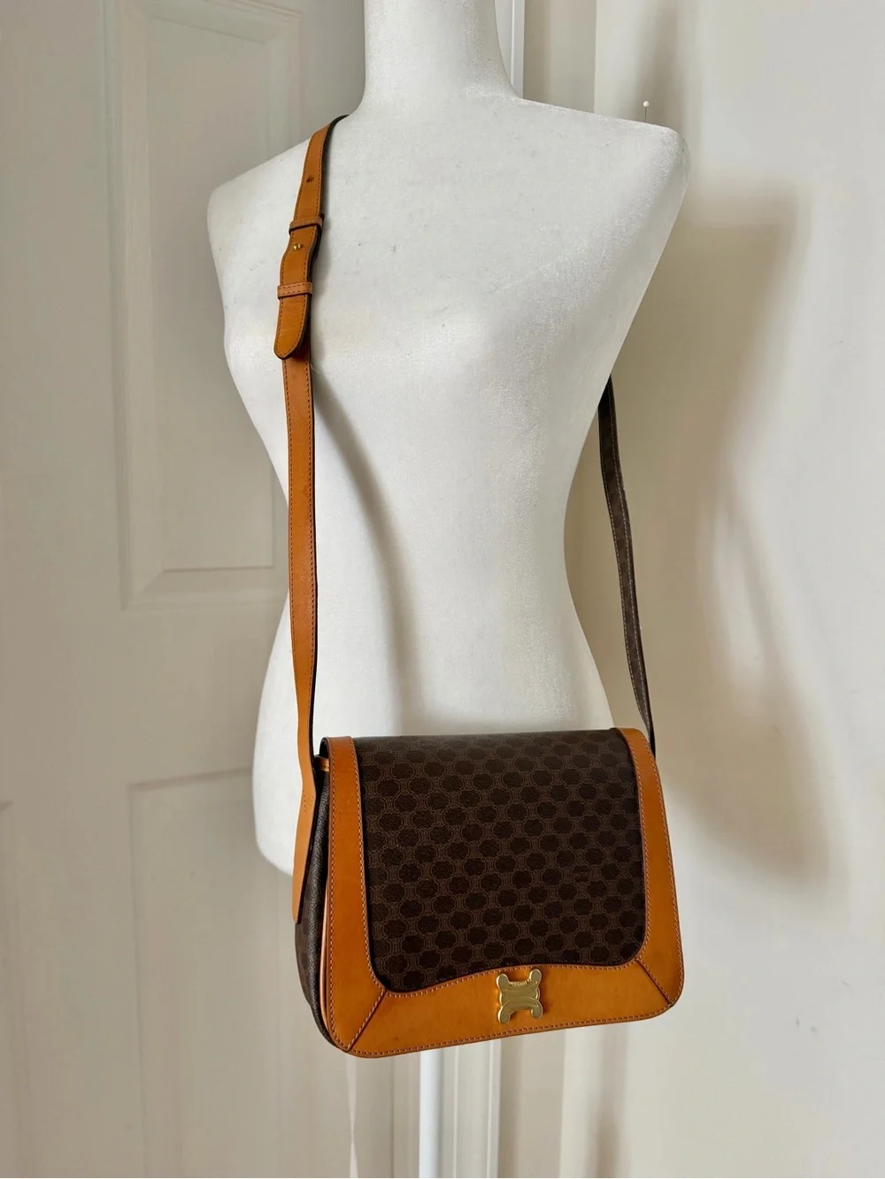 Authentic CELINE Macadam Logo Triomphe Crossbody Bag